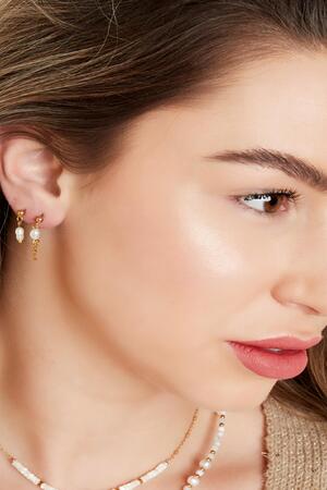 Stainless steel earring with pearl Gold h5 Picture2